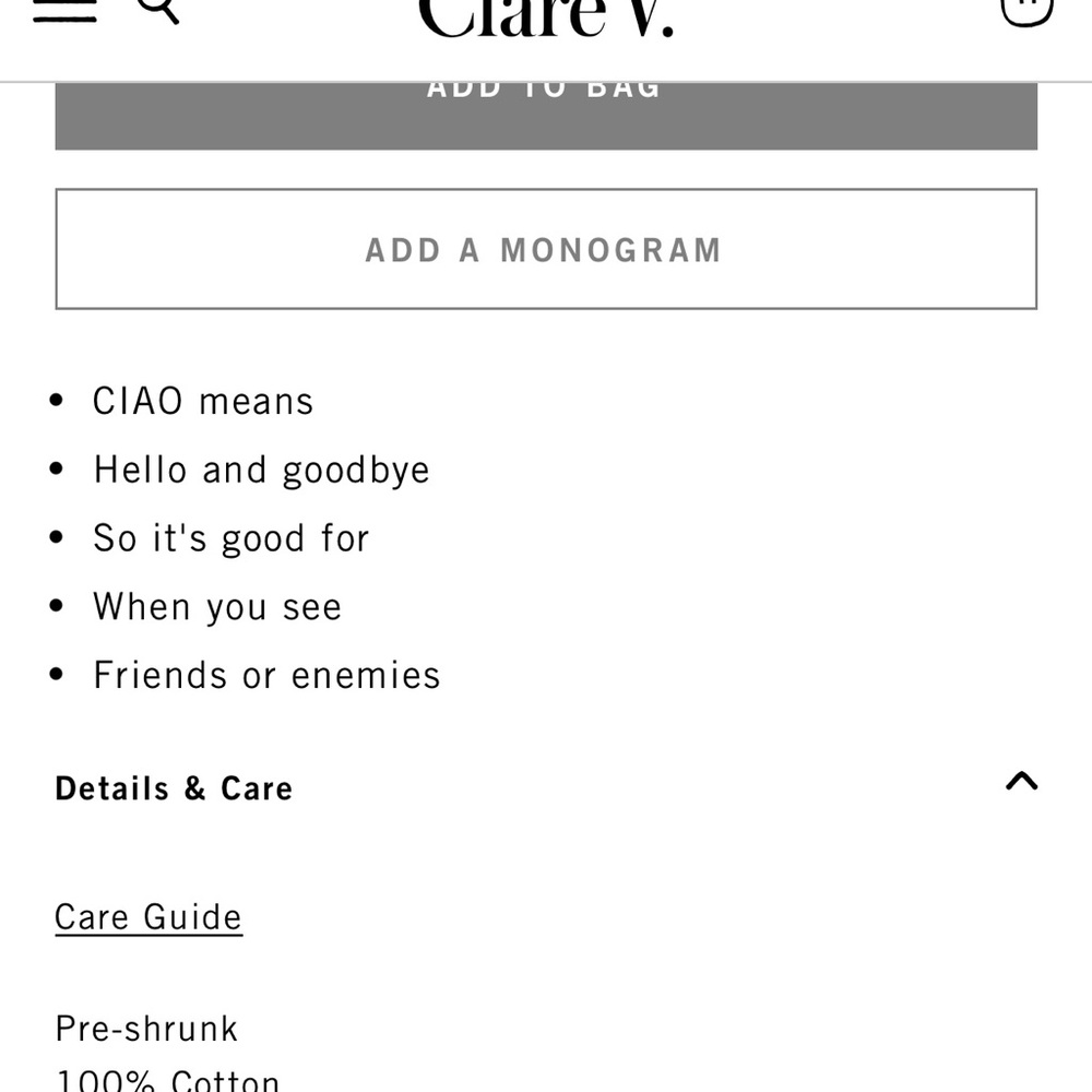 Clare V Navy Tee with Red'CIAO' Graphic - Picture 3 of 7